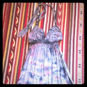 Boho Tie Die Maxi Halter Dress sz S
